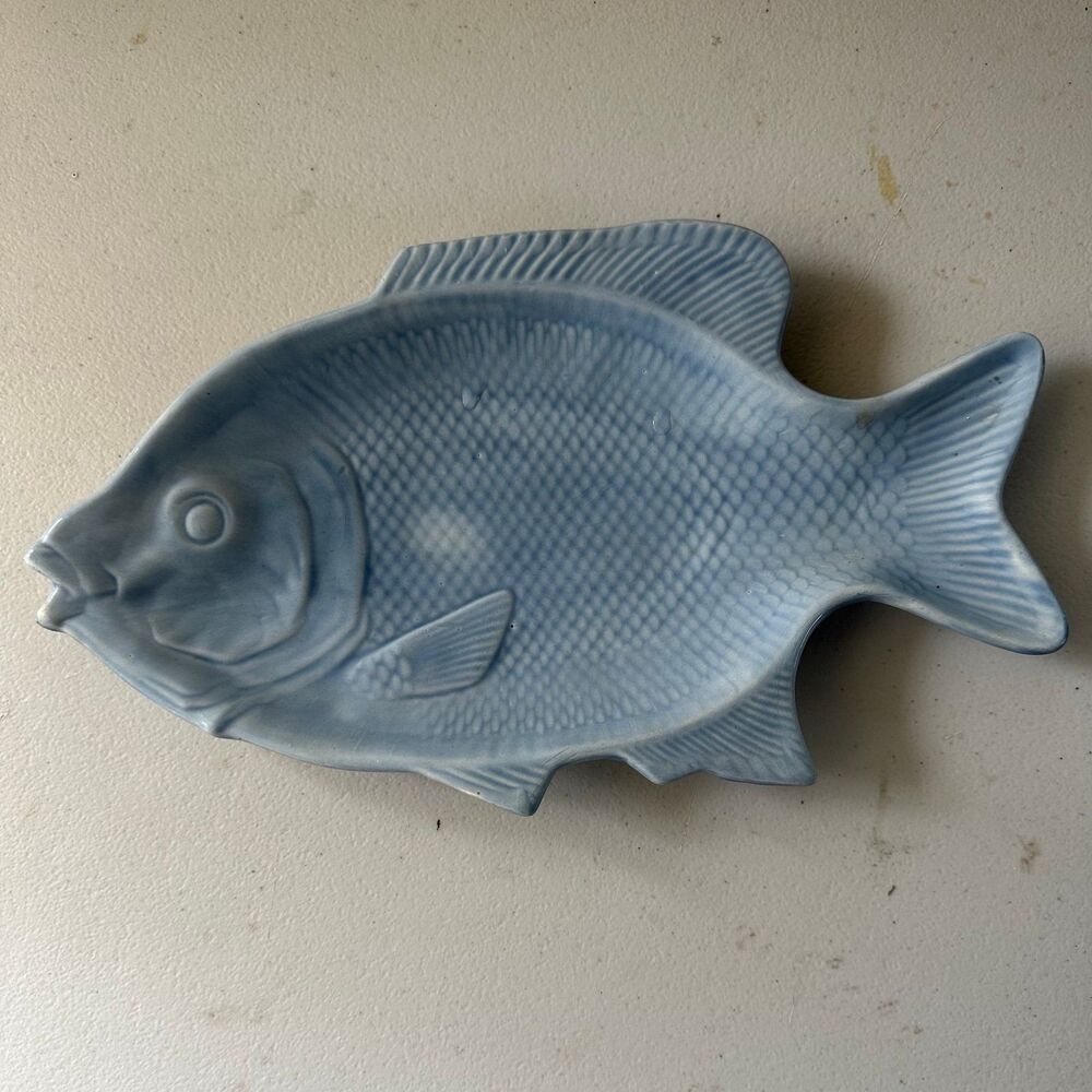 Ceramic Fish Serving Platter in Light Blue